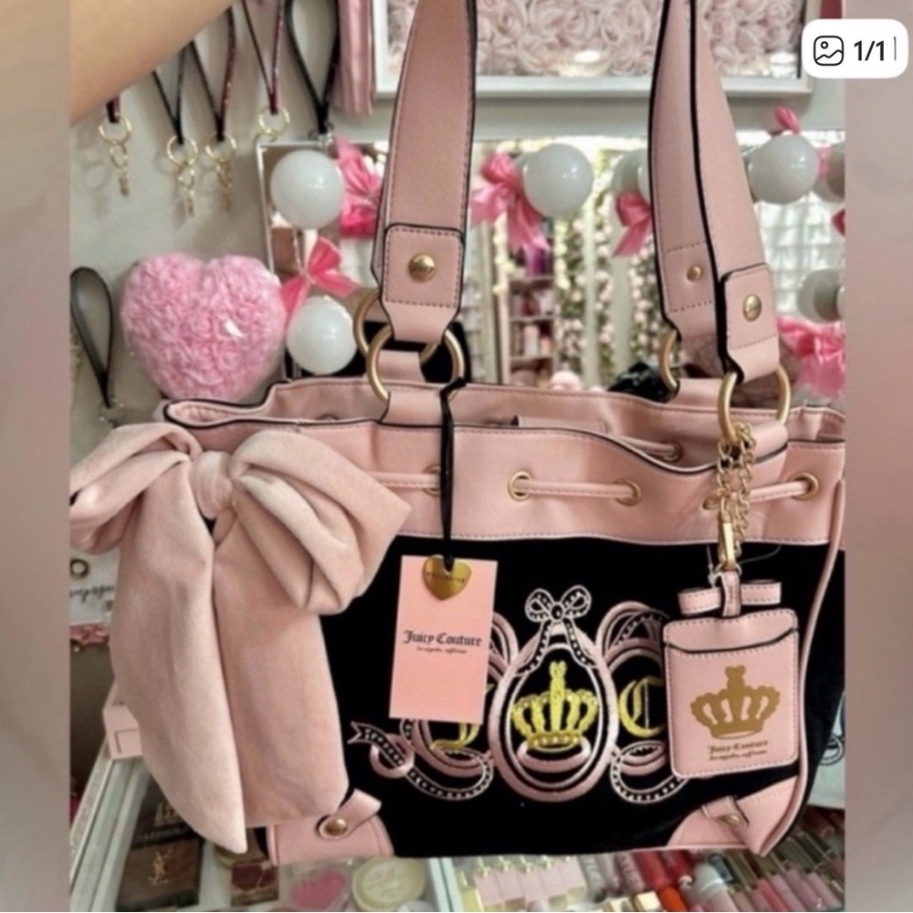 Juicy Couture Pink and Black Women's Bag